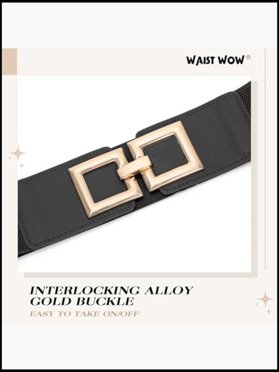 Faux Leather Wide Belt with Alloy Buckle for Dresses and Tops main image 4